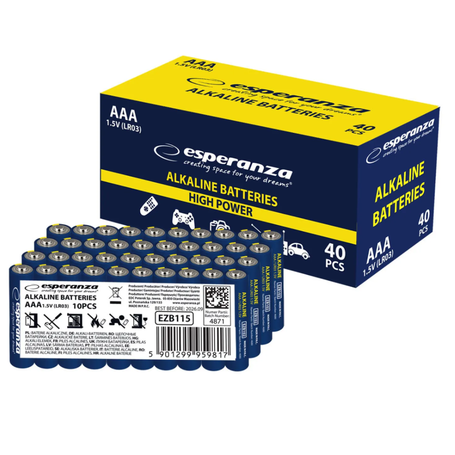 AAA batterier | Alkaline batterier | LR03 | 40 stk. pakke