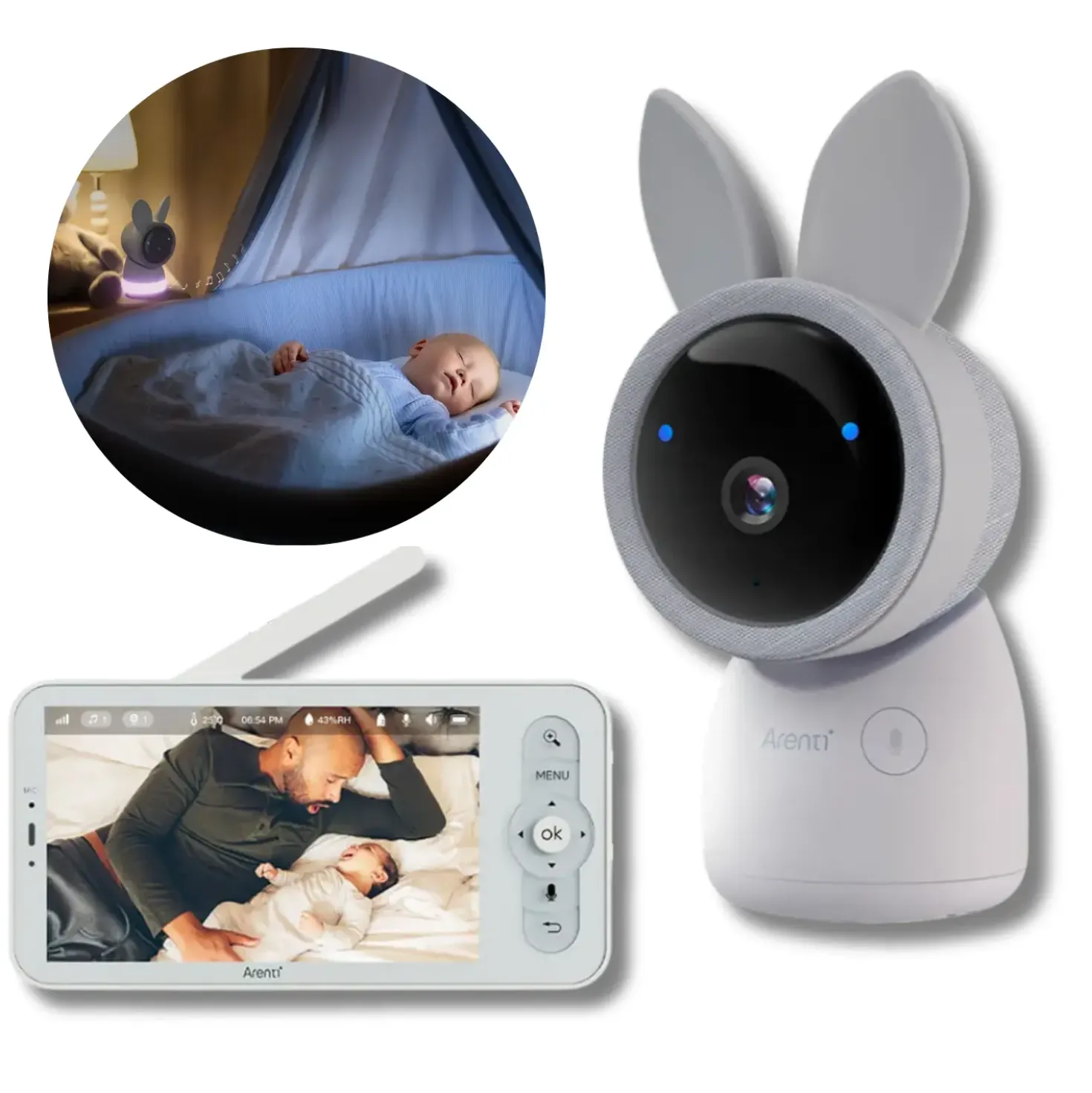 Babyalarm med kamera | 2K 3MP | Inkl. Trådløs Skærm | AI-funktioner