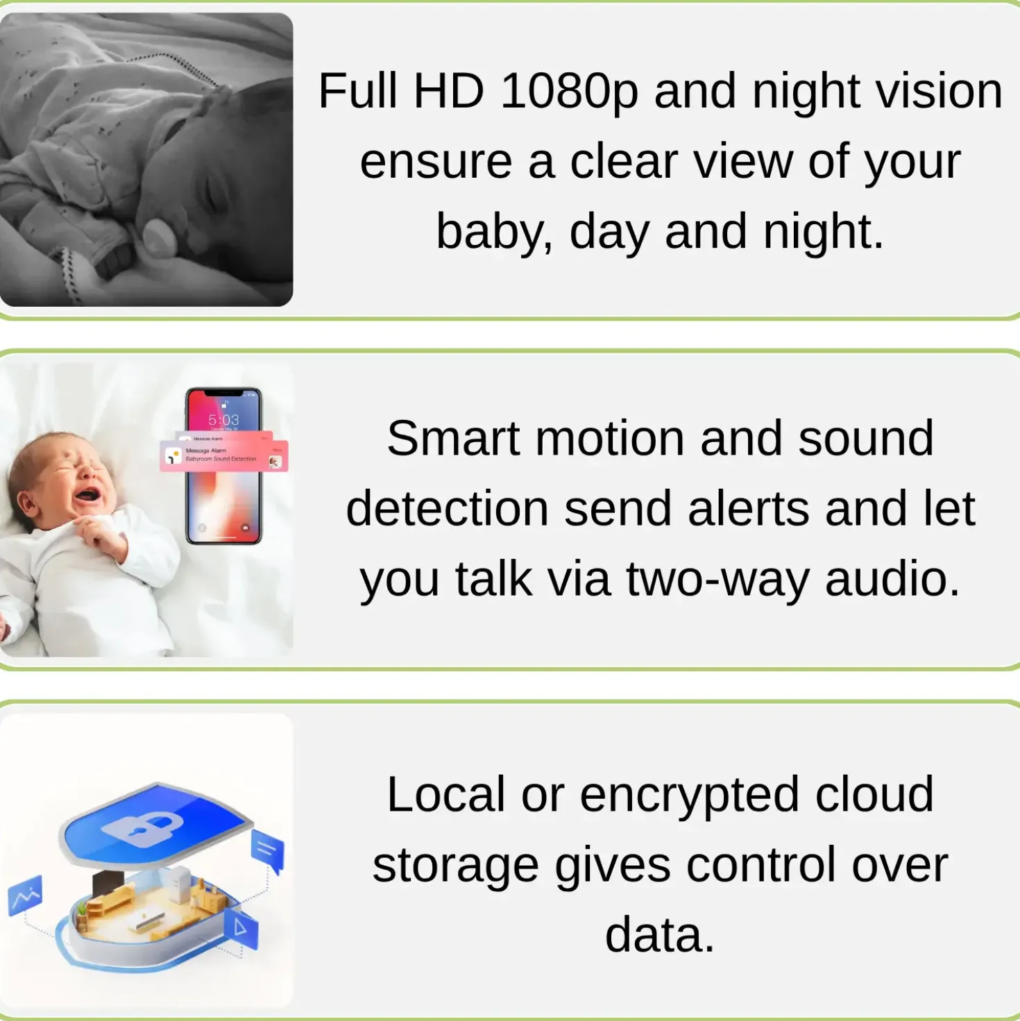 Babyalarm med kamera | 2K 3MP | Inkl. Trådløs Skærm | AI-funktioner