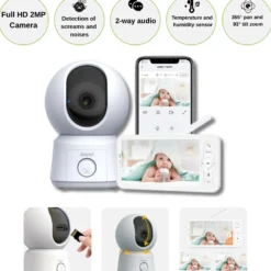 Babyalarm med kamera | 1080p 2MP | Inkl. Trådløs Skærm | AI-funktioner