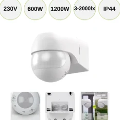 Bevægelsessensor Udendørs | 2 zone | 12 m | IP44 | 230 V | Hvid