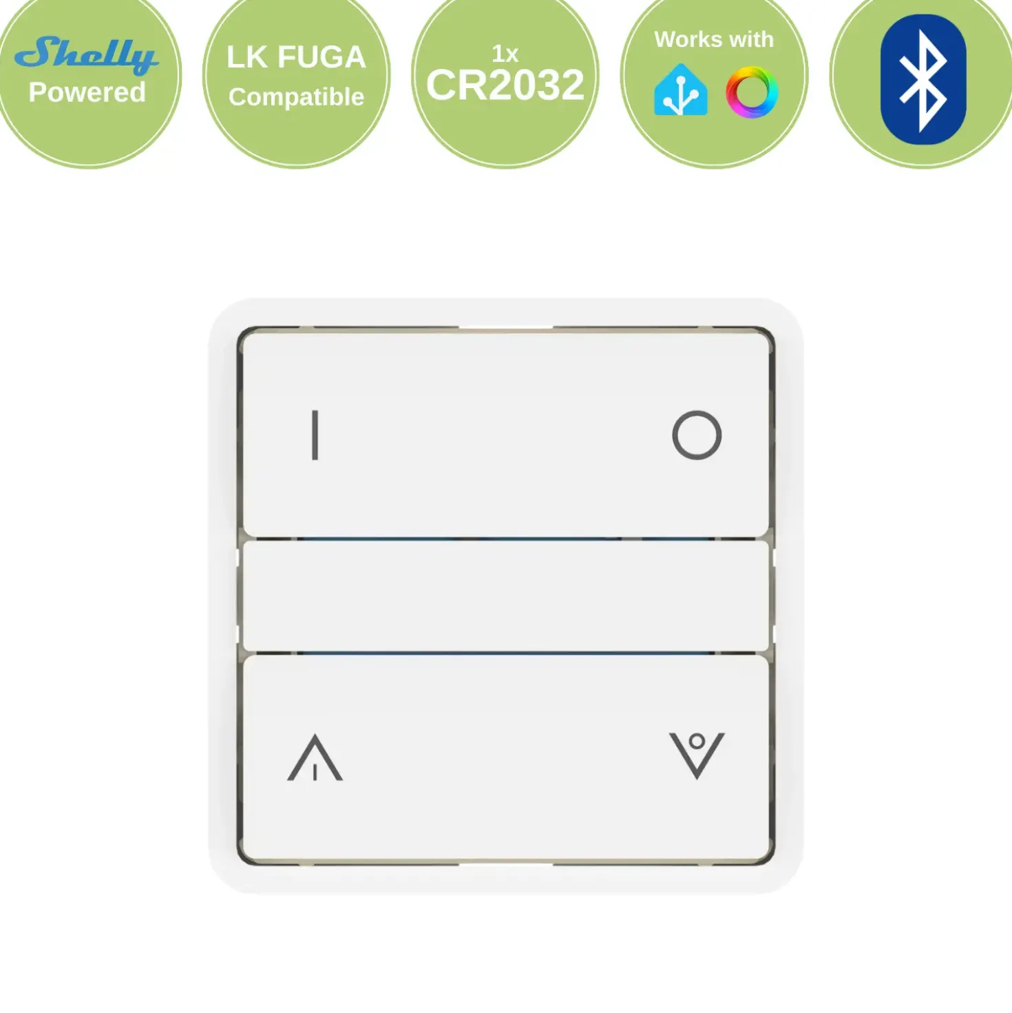 Bluetooth Fuga Afbryder | Svagstrømstangenter | Shelly-chip | Hvid