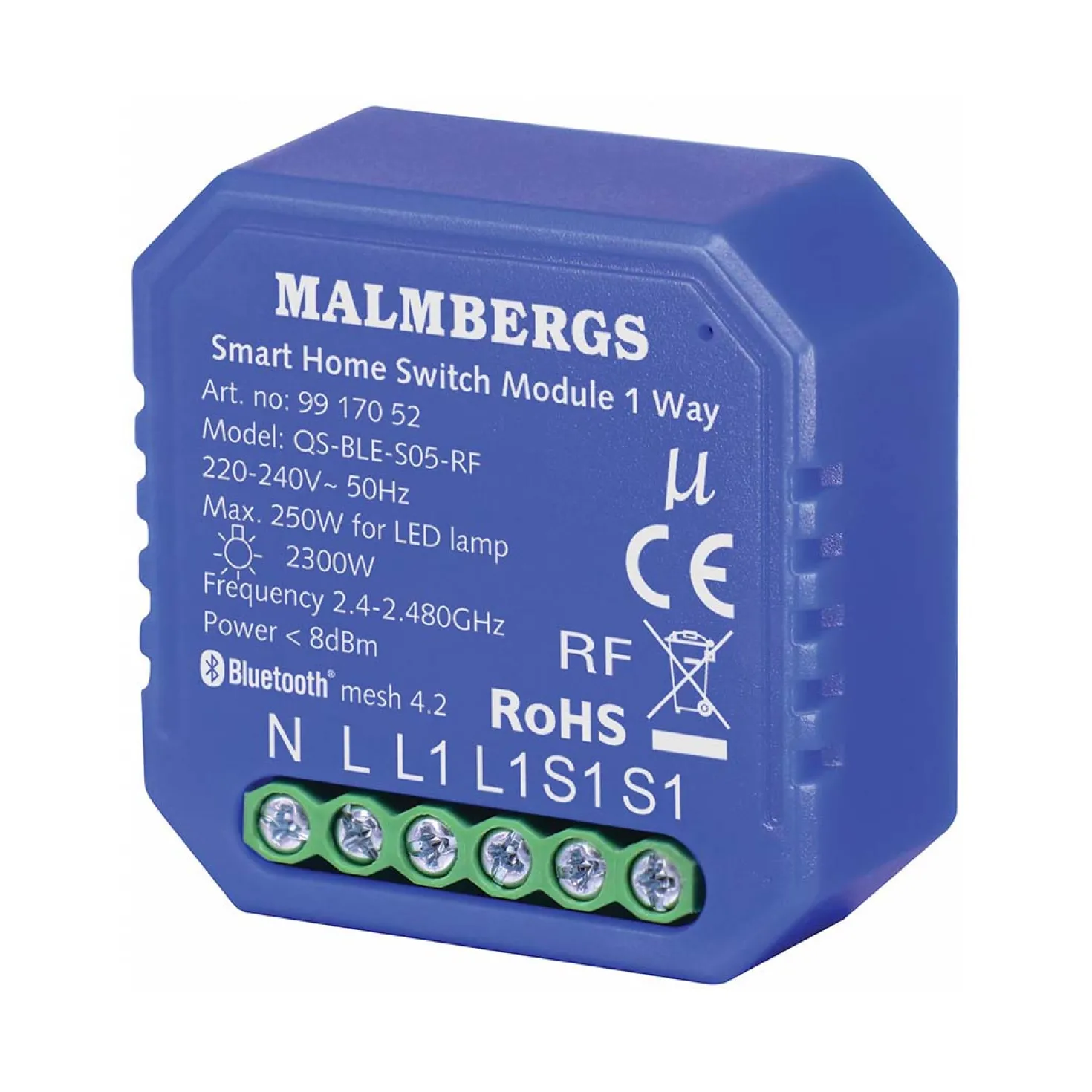 Bluetooth Relæ | Smart Home | RF | 1 Udgang | Max. 250W