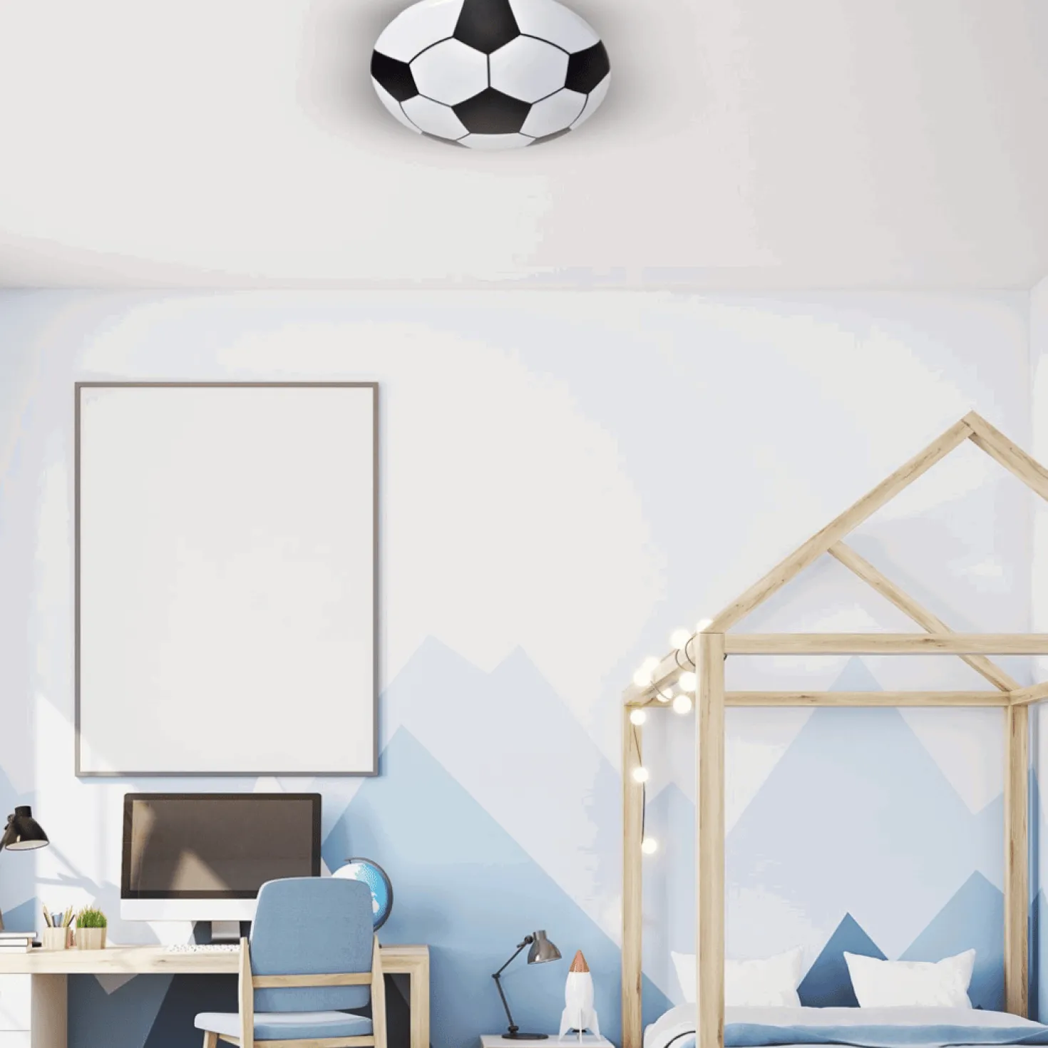 Børne Loftlampe | Fodbold | Plafond Lampe | Ø400mm | 1260lm | 4000K | 18W