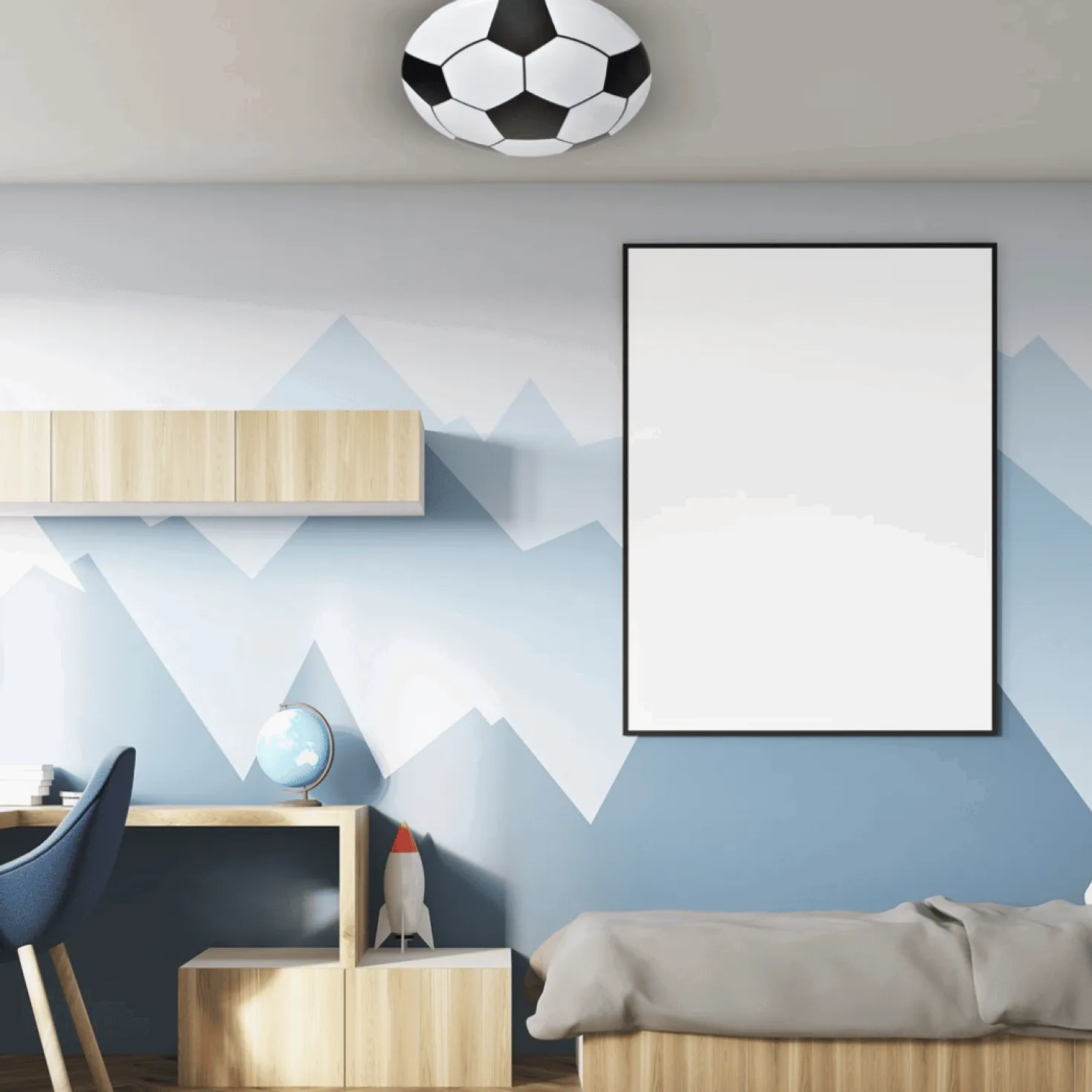 Børne Loftlampe | Fodbold | Plafond Lampe | Ø400mm | 1260lm | 4000K | 18W