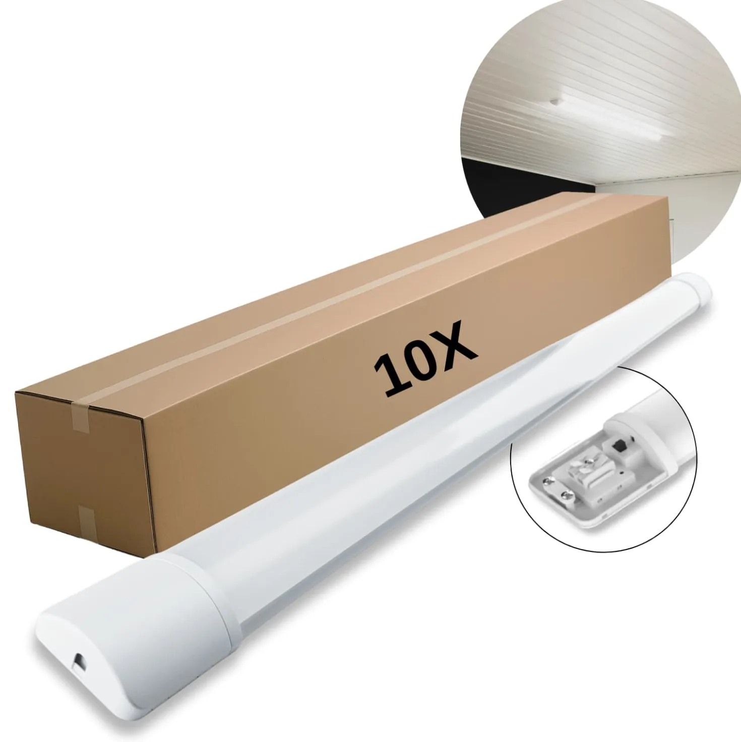 120cm Fladt LED Armatur | 10-pak | CCT | 3000lm | 30W | IP20