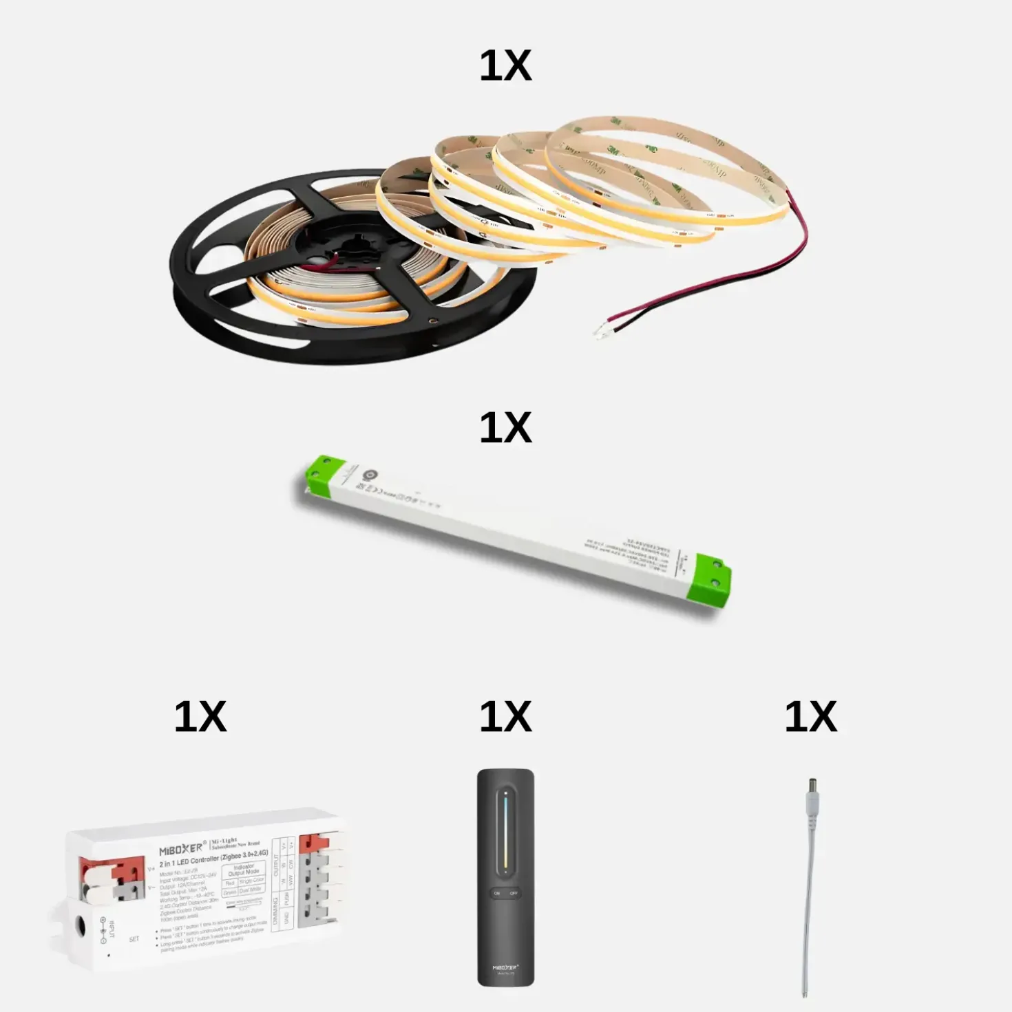 COB LED Strip Sæt | 5m | CCT | Zigbee | 20W/m | 10mm | Inkl. Controller og Fjernbetjening