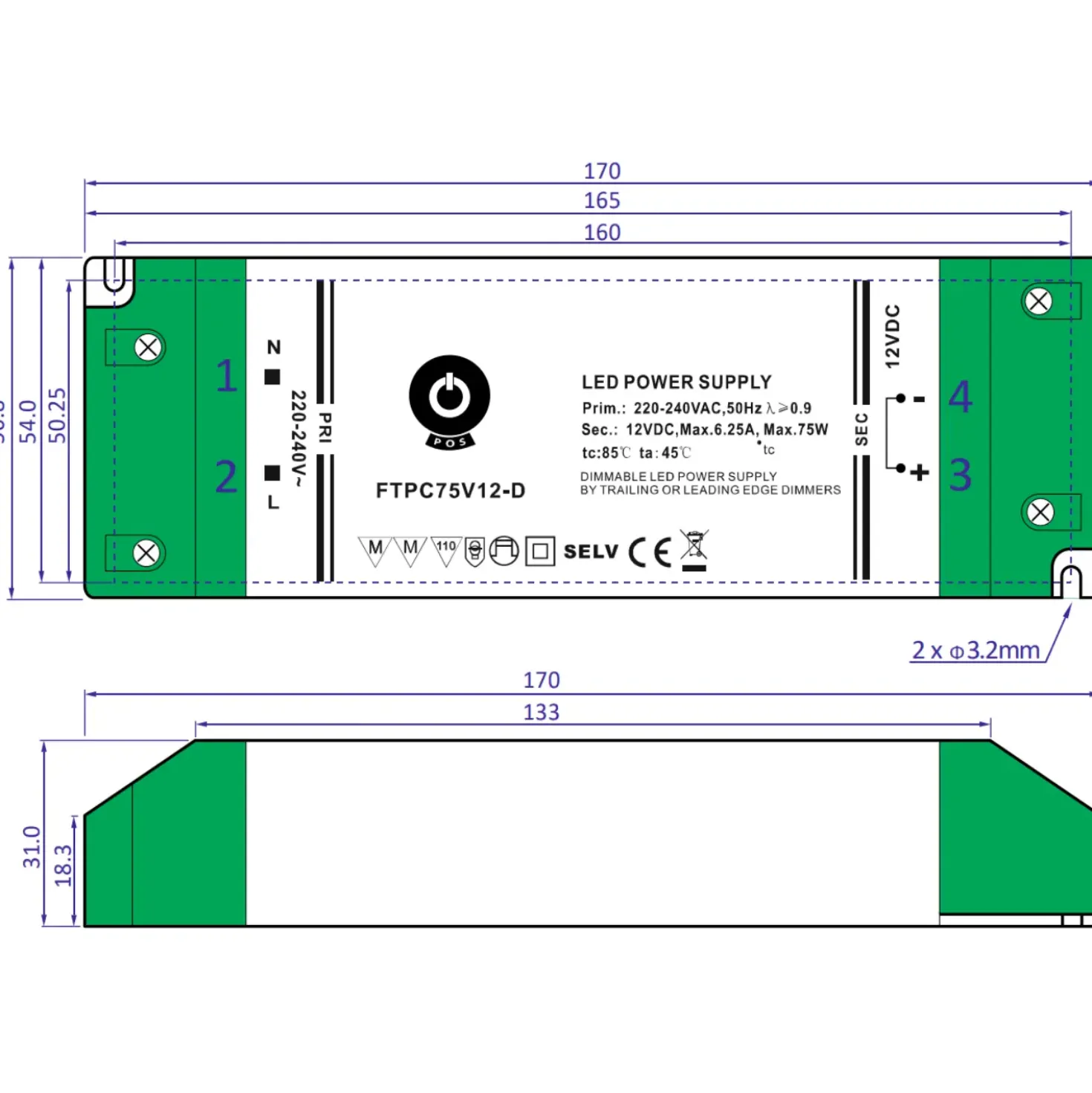 COB LED Strip Sæt | 6m | 3000K | Dæmpbar | 9W/m | 8mm | Inkl. Driver og Profil