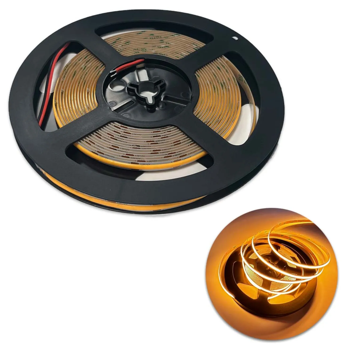 COB LED Strip 12V | 5m | 8mm | Gul | 9W/m | IP20