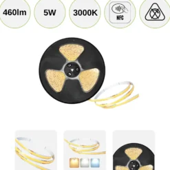 COB LED Strip 24V | 50m | 8mm | 3000K | 460lm/m | 5W/m | IP20
