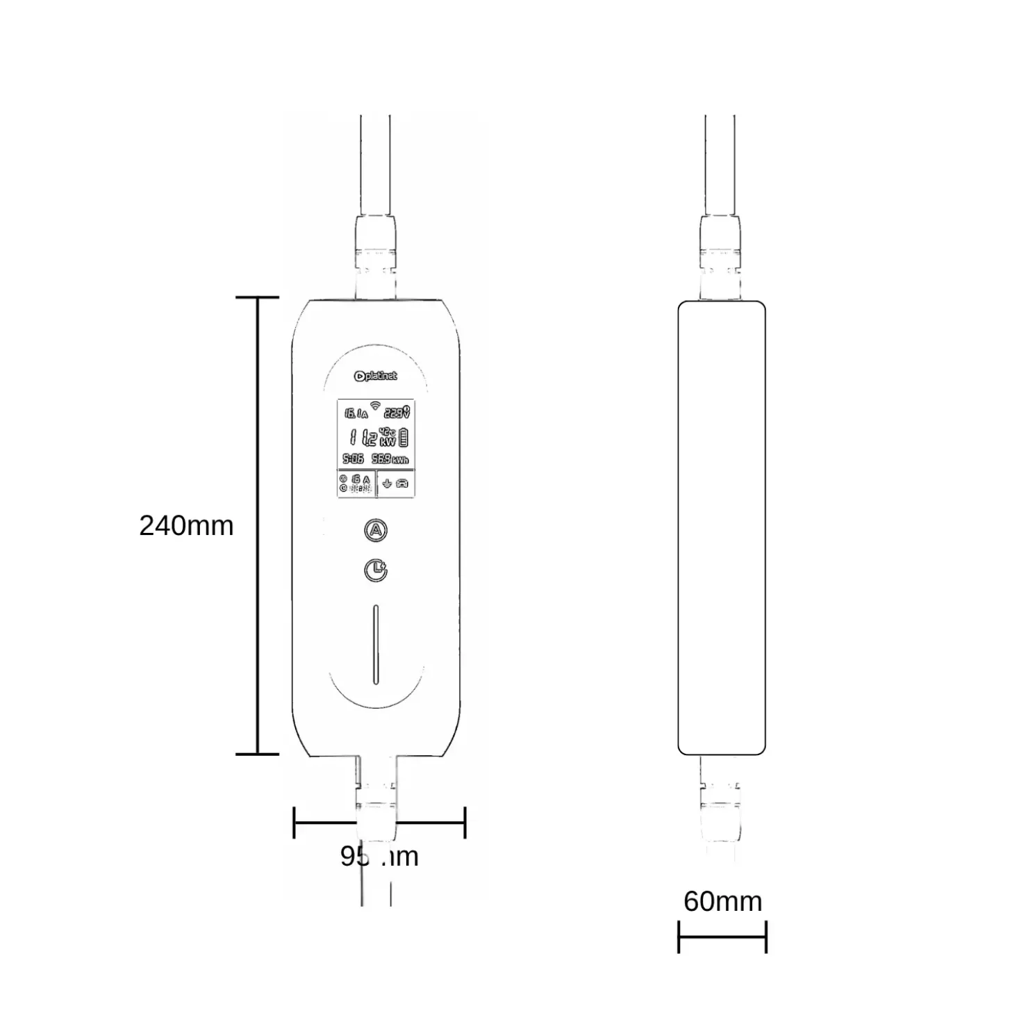 Elbil lader | 5m | 22KW | Type 2 | WiFi og Appstyring | Tuya