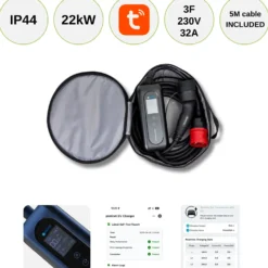 Elbil lader | 5m | 22KW | Type 2 | WiFi og Appstyring | Tuya