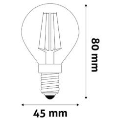 E14 LED Mini Globe Pære | Hvid Filament | 470lm | 2700K | 4,5W | Ra80