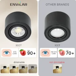 ENVILAR Påbygningsspots | 2-Pak | 3CCT | 400lm | 5W | HAMBURG | Sort