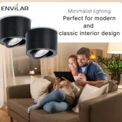 ENVILAR Påbygningsspots | 2-Pak | 3CCT | 400lm | 5W | HAMBURG | Sort