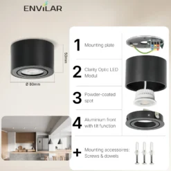ENVILAR Påbygningsspots | 2-Pak | 3CCT | 400lm | 5W | HAMBURG | Sort