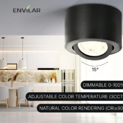 ENVILAR Påbygningsspots | 2-Pak | 3CCT | 400lm | 5W | HAMBURG | Sort