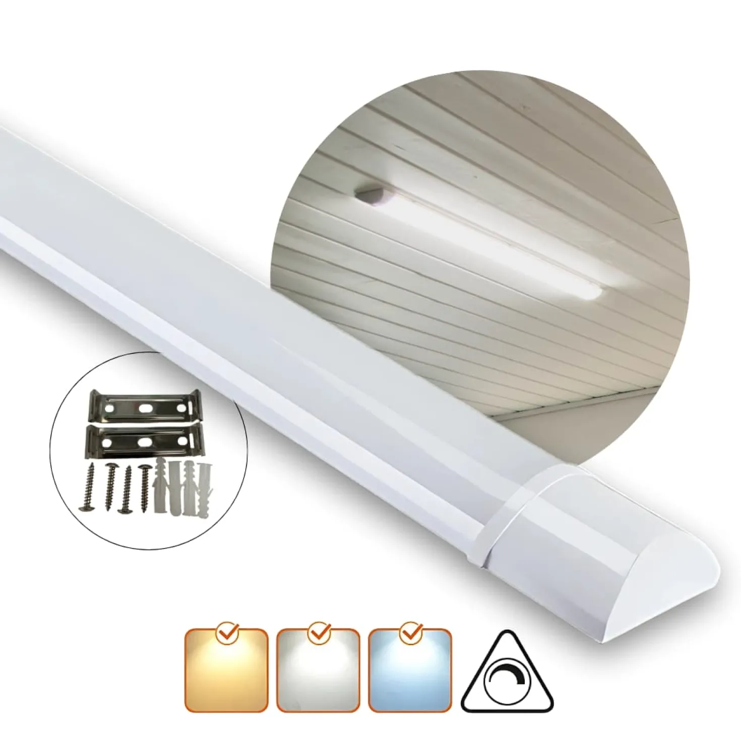 Fladt LED armatur | 120cm | CCT | 25/30/40W | LOTOS | Hvid