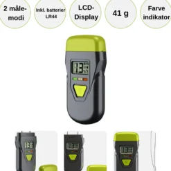 Fugtmåler | Til træ og byggematerialer | Batteri | Sort