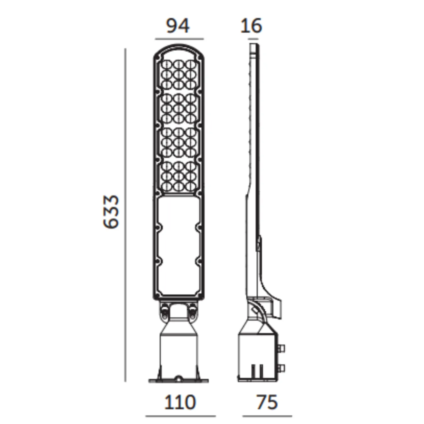 Gadelampe | 4000K | 10000lm | 100W | IP65 | Skumringssensor | CYOTO | Sort