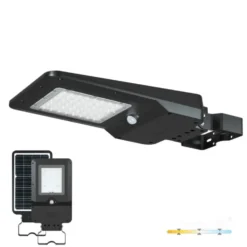 Gadelampe Solcelle | 3CCT | 3000lm | 20W | IP65 | Skumrings-og bevægelsessensor | STREET | Sort