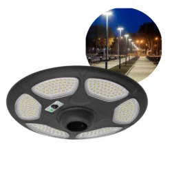 Gadelampe Solcelle | 4000K | 3200lm | IP54 | Skumrings-og bevægelsesensor | SOLSUMI | Sort