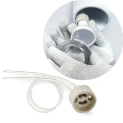 Gu10 Fatning / Sokkel | Keramisk | 230V | 2A | m. Ledning