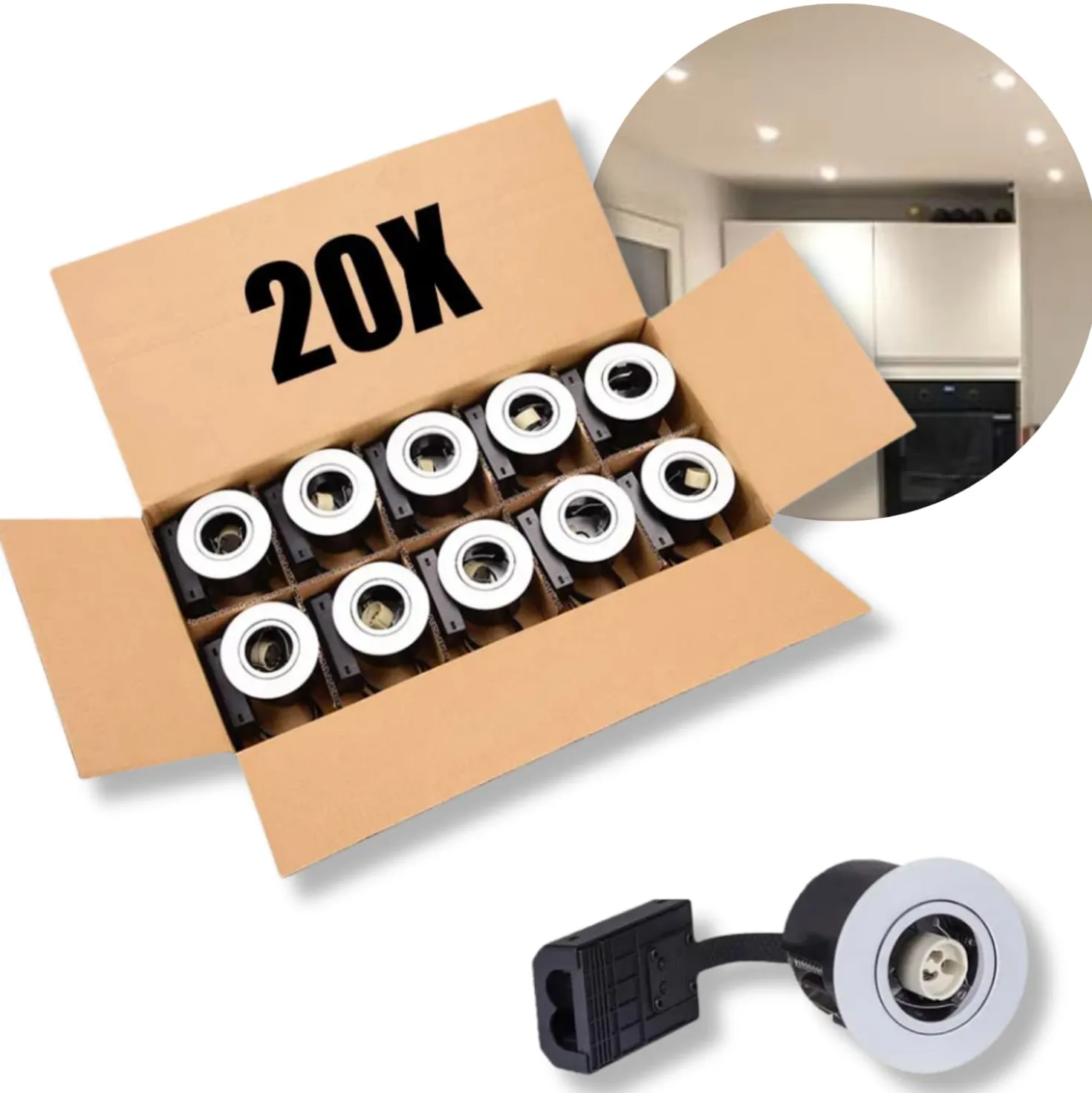GU10 Indbygningsspot | 20-Pak | inkl. Zigbee Pærer | RGB+CCT | 300lm | 4.9W | VENTA | Hvid