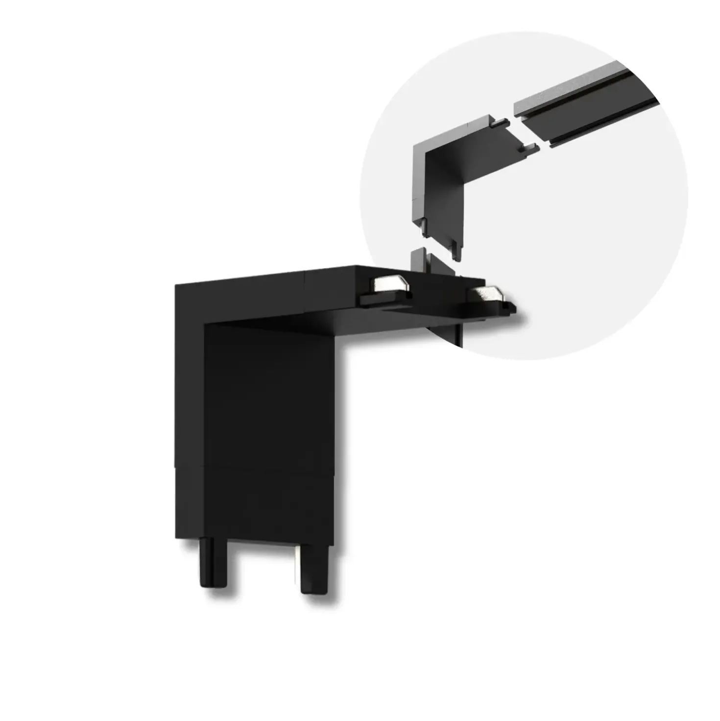 90° Hjørnestykke til SlimTrack Skinnesystem | 24 Volt | Sort