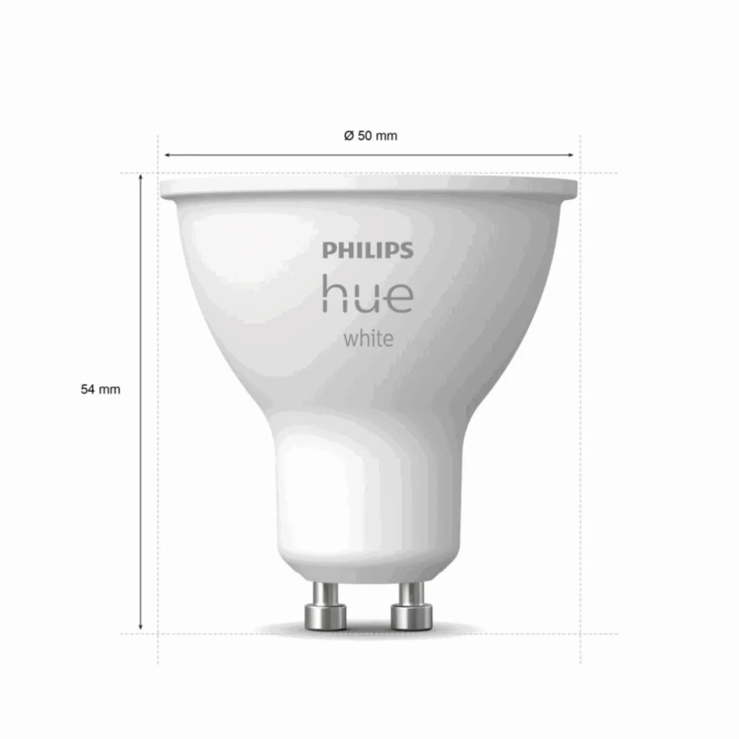 Indbygningsspot Sæt | 10-Pak | Inkl. Philips Hue GU10 | White | 2700K | Bridge + Dimmer | Hvid