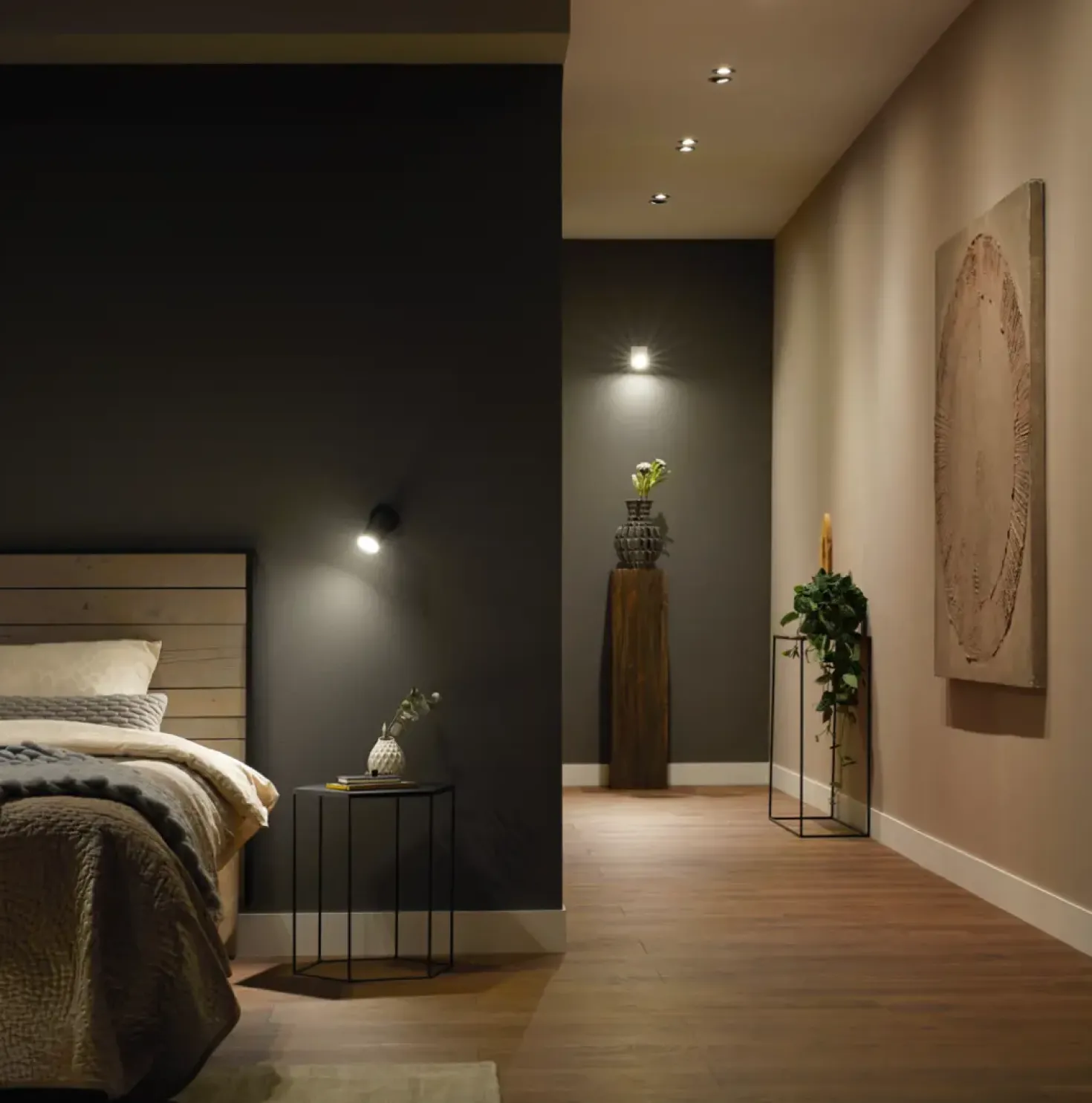 Indbygningsspot Sæt | 10-Pak | Inkl. Philips Hue GU10 | White | 2700K | Bridge + Dimmer | Hvid