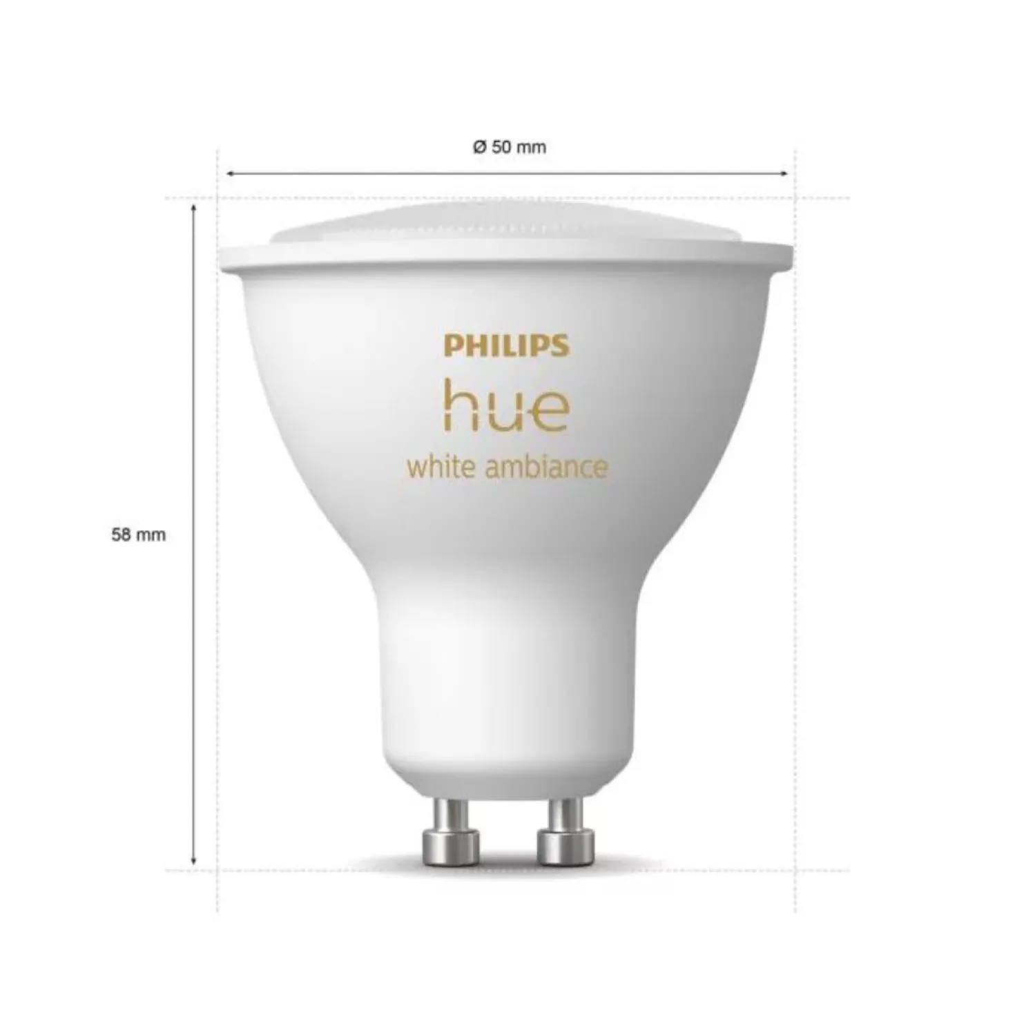Indbygningsspot Sæt | 10-Pak | Inkl. Philips Hue Gu10 | White Ambiance | Bridge + Sensor | 400lm | 4,2W
