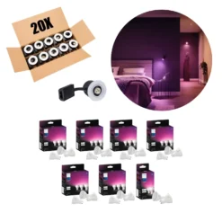 Indbygningsspot Sæt | 20 pak | Inkl. 20 stk Philips Hue GU10 | White & Color Ambiance | 400lm | 4,2V | VENTA