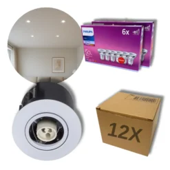 Indendørs Spot | 12-pak | 230V | Indbygningsspot | inkl. Philips GU10 pærer | VENTA | Hvid