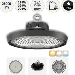 Industrilampe | High Bay | 3CCT | 28000lm | 120/160/200W | SERON | Sort