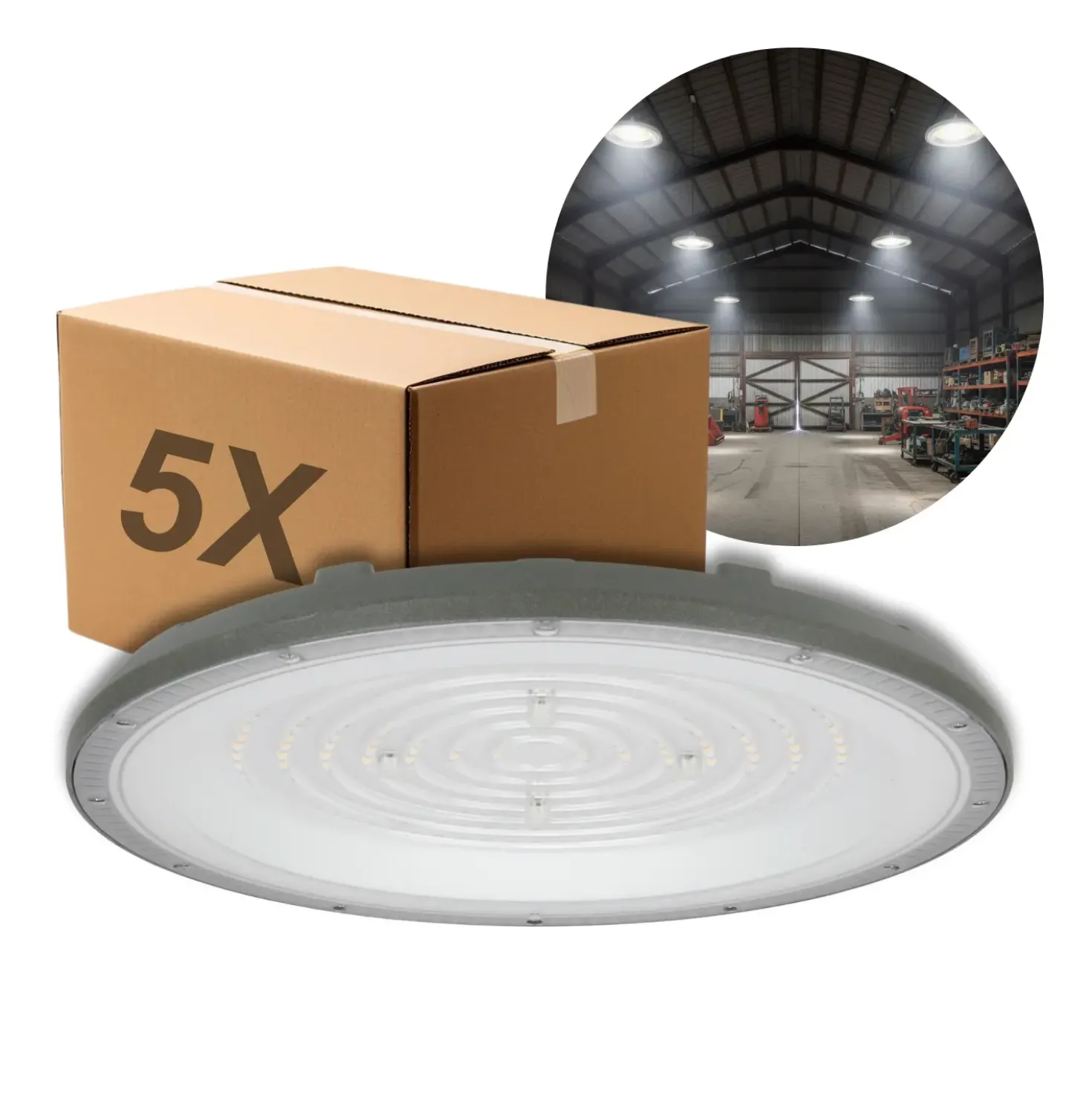 Industrilampe | LED High Bay | 5-Pak | 4000K | 10000lm | 100W | SULAN | Grå