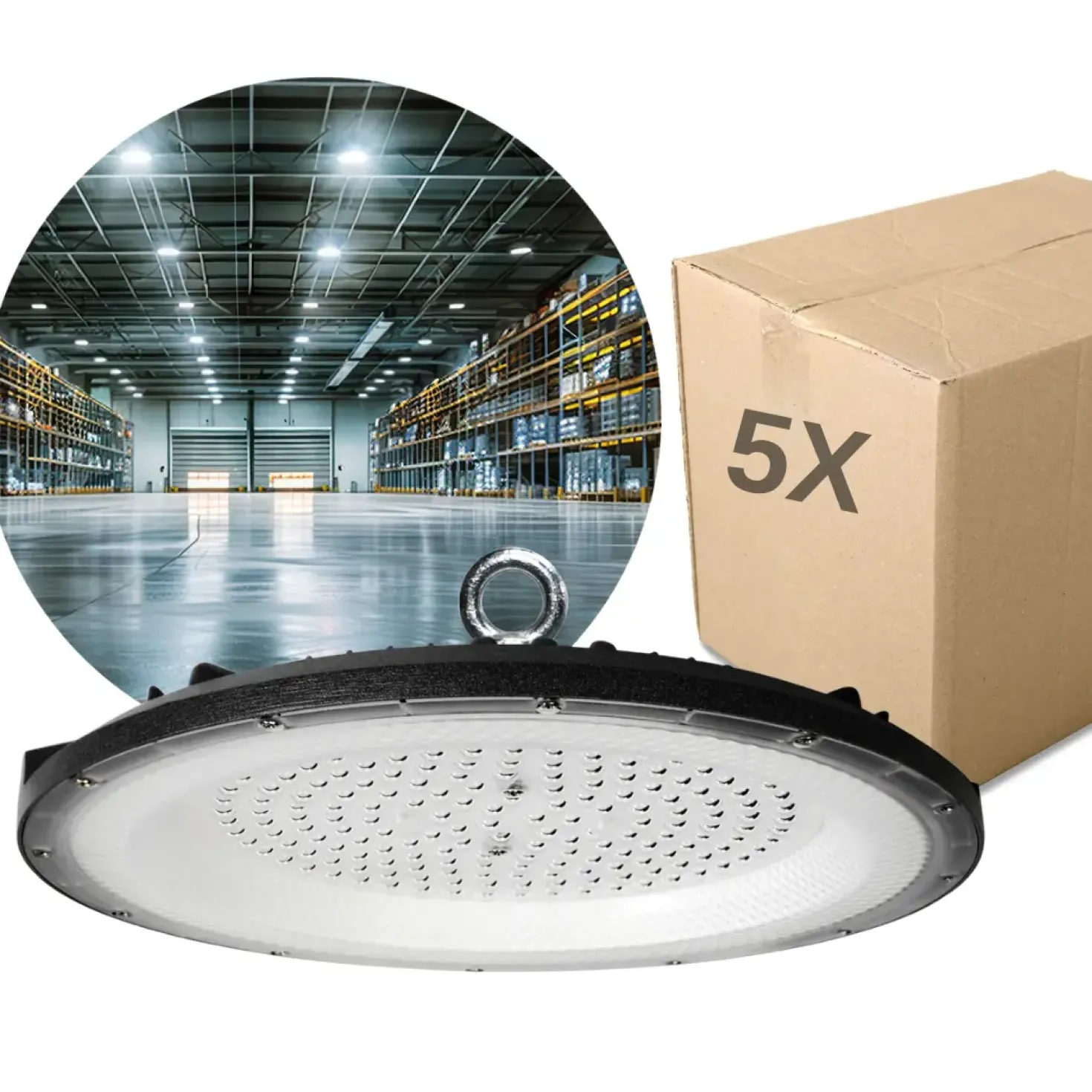 Industrilampe | 5-Pak | LED High Bay | 4000K | 12000lm | 100W | Graza