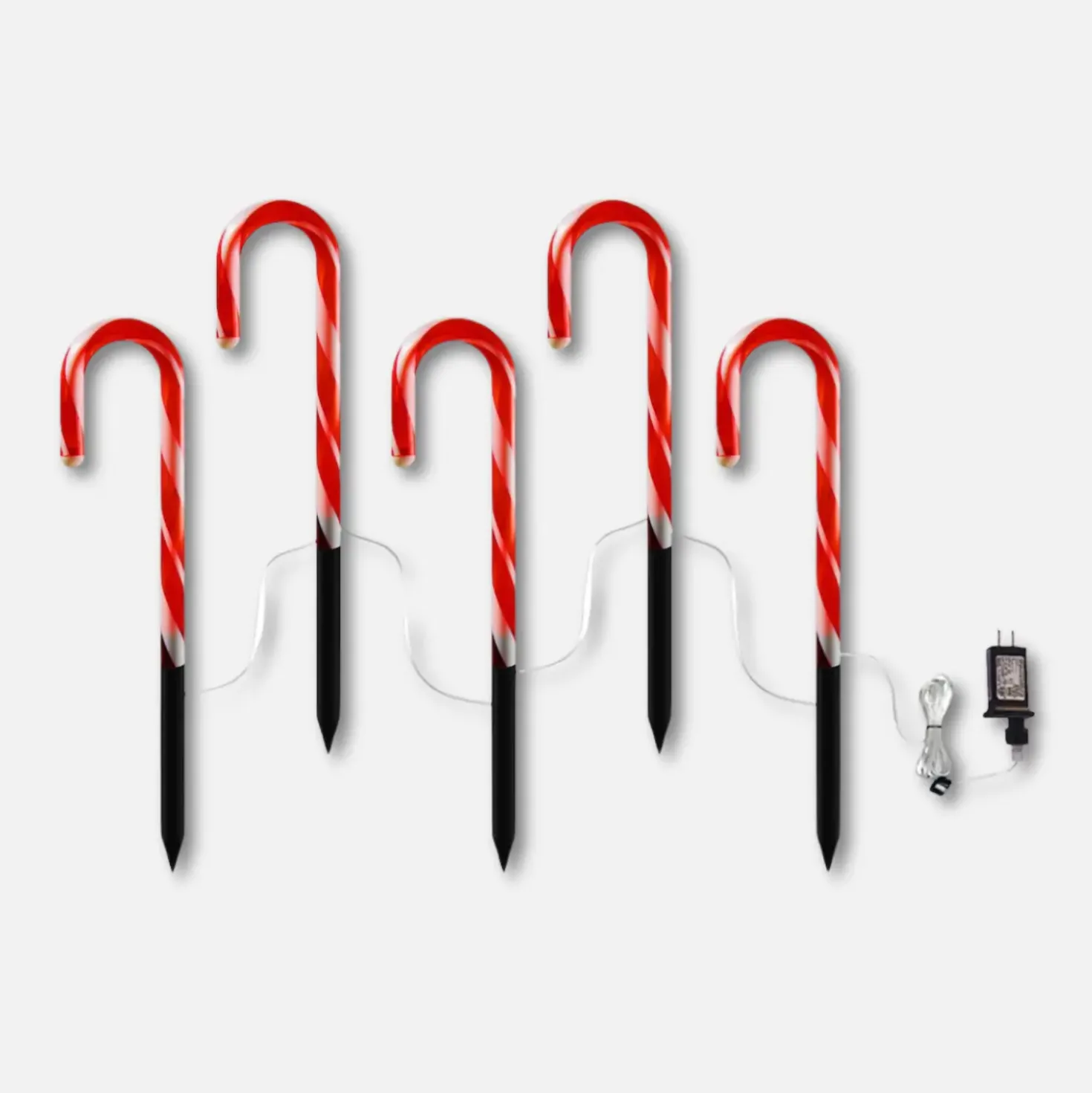 Julestokke med Lys | 5 stk. | 230V | 16lm | 10W | IP44 | Rød/Hvid