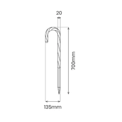 Julestokke med Lys | 5 stk. | 230V | 16lm | 10W | IP44 | Rød/Hvid