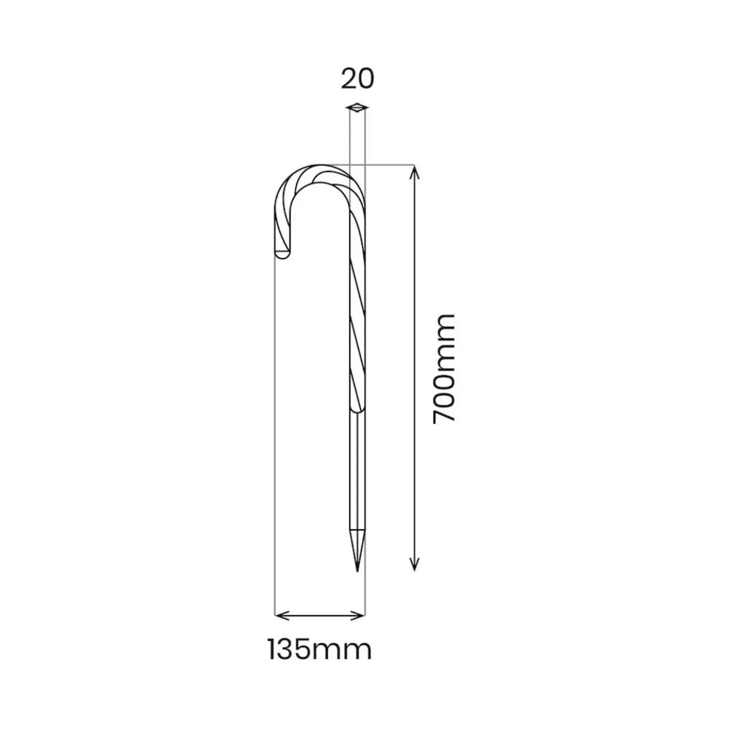 Julestokke med Lys | 5 stk. | 230V | 16lm | 10W | IP44 | Rød/Hvid
