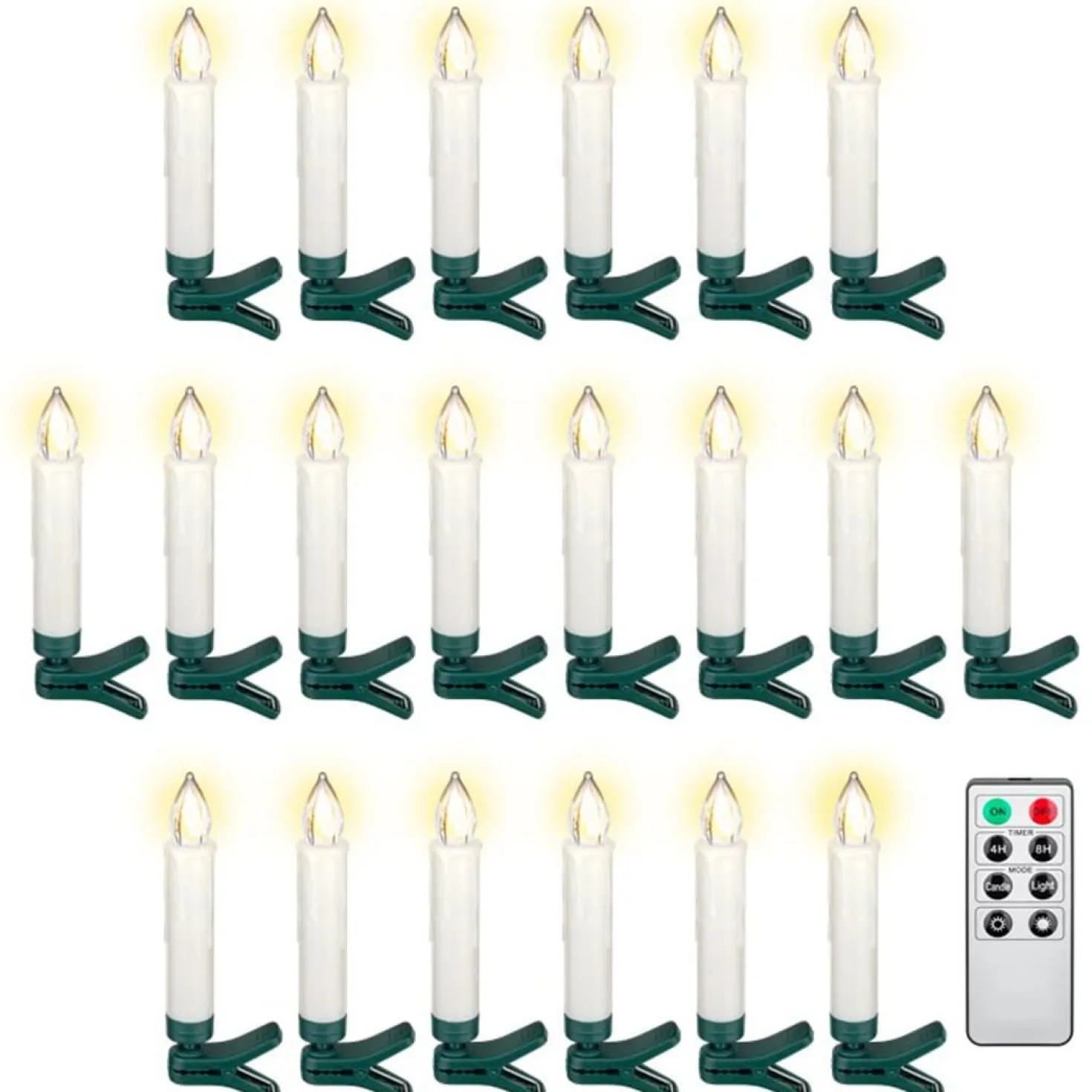 Juletræs Stearinlys | LED | Fjernbetjening | 20 stk. | Dæmpbar | IP20 (77753)