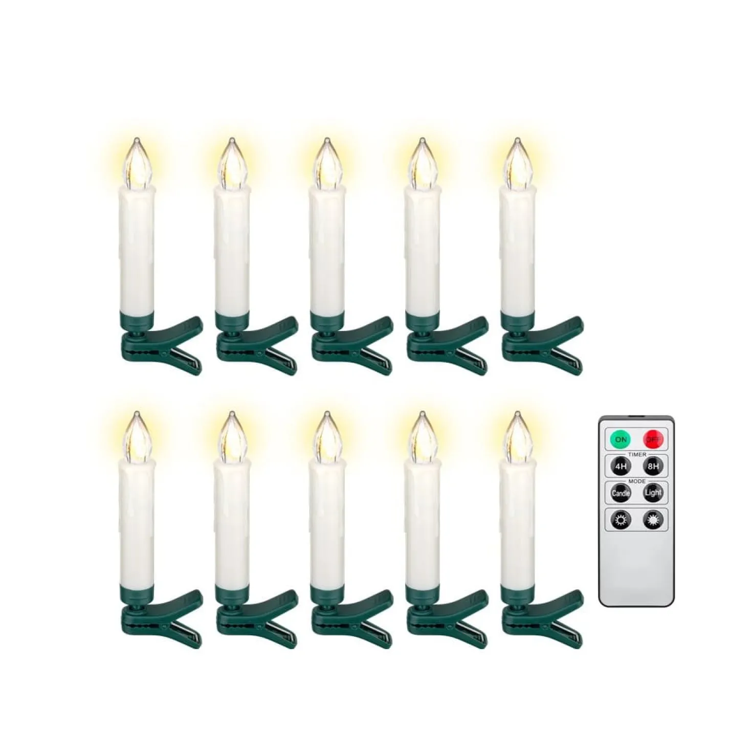 Juletræs Stearinlys | LED | Fjernbetjening | 10 stk. | Dæmpbar | IP20 (77753)