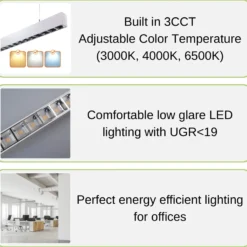 Kontor Loftlampe 120cm | CCT | 3600lm | 30W | KOLINE K2 | UGR19 | Hvid
