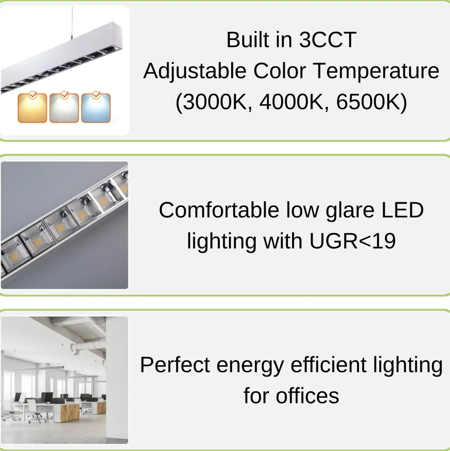 Kontor Loftlampe 120cm | CCT | 3600lm | 30W | KOLINE K2 | UGR19 | Hvid