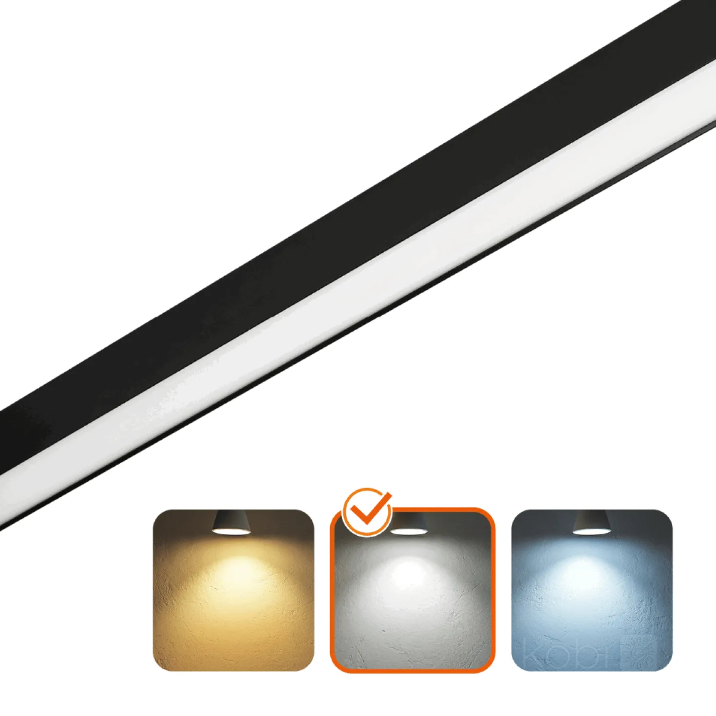 Kontor Loftlampe 120cm | 4000K | 2600lm | 20W | KOLINE K1 | Sort