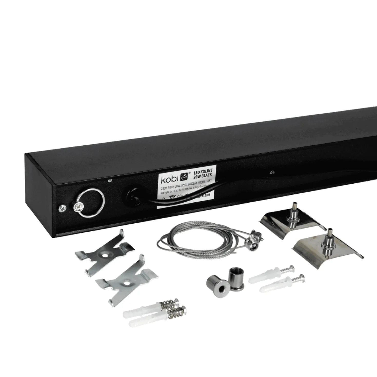 Kontor Loftlampe 120cm | 4000K | 2600lm | 20W | KOLINE K1 | Sort