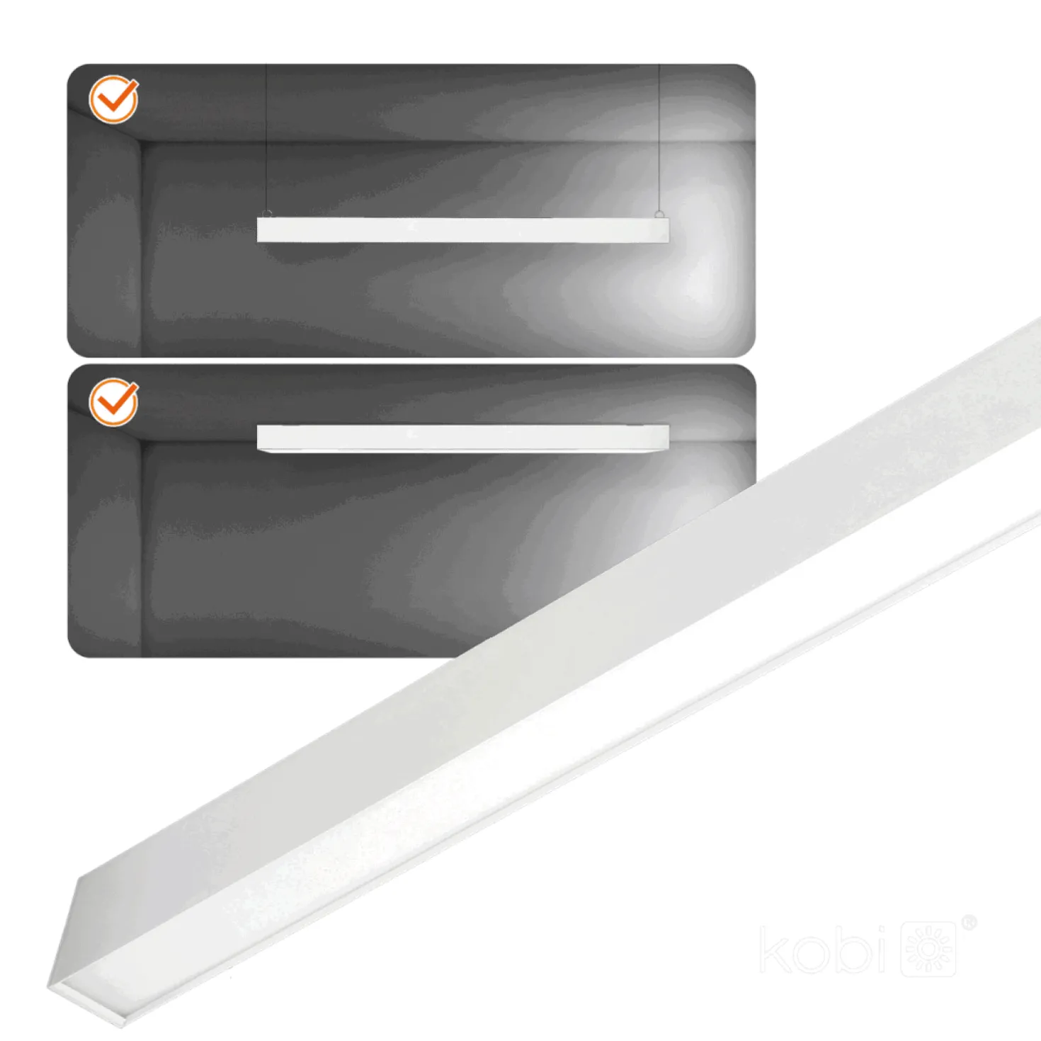 Kontor Loftlampe 120cm | 4000K | 4800lm | 40W | KOLINE K1 | Hvid