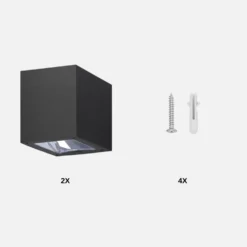Kube Solcelle Væglampe | 2-Pak | Justerbar hvid lysnuance