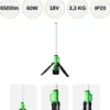 LED Arbejdslampe | Batteriadapter til 5 Brands | 4200K | 6500lm | 60W | BANDIT | Grøn