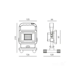 LED Arbejdslampe | Batteri | 4000K | 1600lm | 20W | TIGRA | Sort